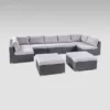 Santa Rosa 9pc Wicker Sectional Seating Set - Gray/Silver - Christopher Knight Home