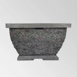 Mia Outdoor Wood Burning Lightweight Concrete Square Fire Pit - Gray - Christopher Knight Home -Outdoor Furniture Store GUEST 25abadc7 80d5 40fd 8f6a 606118897b17