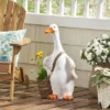 Christopher Knight Home 16" Wide Farnum Concrete Outdoor Novelty Goose Planter White/Brown