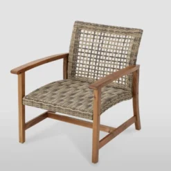 Hampton 4pk Wicker Mid-Century Club Chairs - Natural/Gray - Christopher Knight Home -Outdoor Furniture Store GUEST 27497f39 79fa 4d24 ae7b 1ee644c19fe2