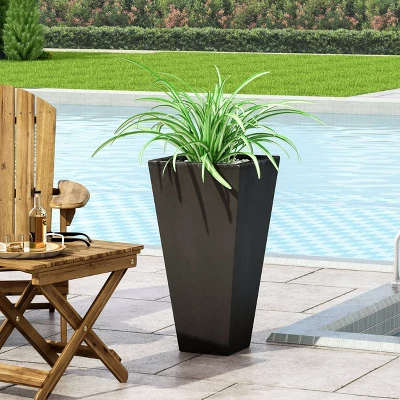 25" Wide Square Ella Planter Cast Stone Black - Christopher Knight Home 3 25" Wide Square Ella Planter Cast Stone Black - Christopher Knight Home