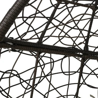 Castaic Indoor/Outdoor Wicker Hanging Chair With 8' Chain - Brown/Khaki - Christopher Knight Home 8 Castaic Indoor/Outdoor Wicker Hanging Chair With 8' Chain - Brown/Khaki - Christopher Knight Home - Image 6