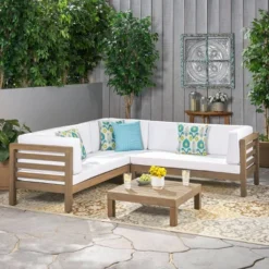 Oana 4pc Acacia Wood Patio Sectional Chat Set W/ Cushions - Christopher Knight Home -Outdoor Furniture Store GUEST 2a5dc45b 98cb 4ca7 873f e61a73ff6f82