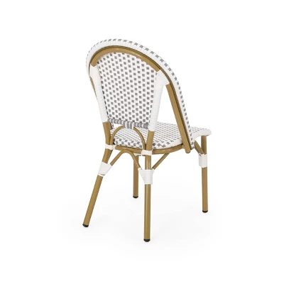 Elize 2pk Outdoor French Bistro Chairs - Gray/White/Bamboo - Christopher Knight Home 5 Elize 2pk Outdoor French Bistro Chairs - Gray/White/Bamboo - Christopher Knight Home - Image 3