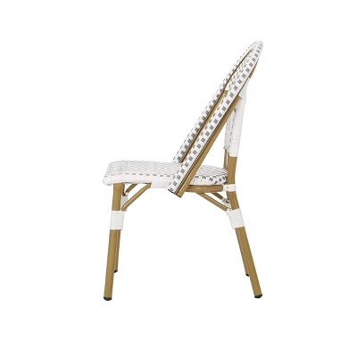 Elize 2pk Outdoor French Bistro Chairs - Gray/White/Bamboo - Christopher Knight Home 6 Elize 2pk Outdoor French Bistro Chairs - Gray/White/Bamboo - Christopher Knight Home - Image 4