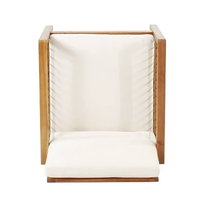 4pk Oana Outdoor Acacia Wood Chat Set With Cushions Teak/Beige - Christopher Knight Home 11 4pk Oana Outdoor Acacia Wood Chat Set With Cushions Teak/Beige - Christopher Knight Home - Image 9