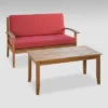 Peyton 2pc Acacia Wood Loveseat And Coffee Table Set - Teak/Red - Christopher Knight Home -Outdoor Furniture Store GUEST 2f6d66f6 cd81 48a7 ad30 4bae67f3b661