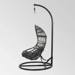 Crumpton Outdoor Wicker Hanging Chair With Stand - Gray/Dark Gray - Christopher Knight Home 11 Crumpton Outdoor Wicker Hanging Chair With Stand - Gray/Dark Gray - Christopher Knight Home -Outdoor Furniture Store GUEST 2f8851e8 93d0 46af 940a a6c3d6085eb7