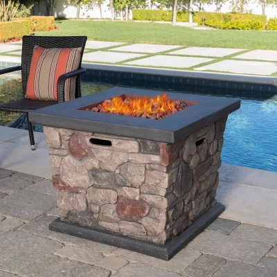 Carson Outdoor Stone Square Fire Pit - Gray - Christopher Knight Home 3 Carson Outdoor Stone Square Fire Pit - Gray - Christopher Knight Home