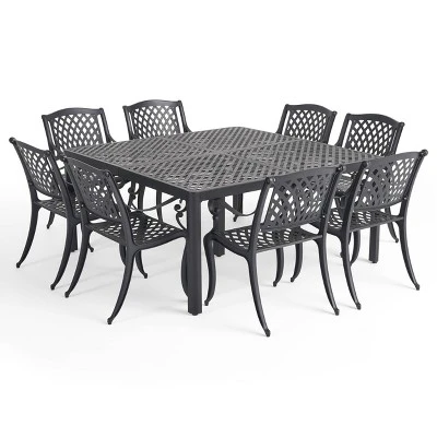 Aviary 9pc Aluminum Dining Set - Antique Matte Black - Christopher Knight Home 3 Aviary 9pc Aluminum Dining Set - Antique Matte Black - Christopher Knight Home