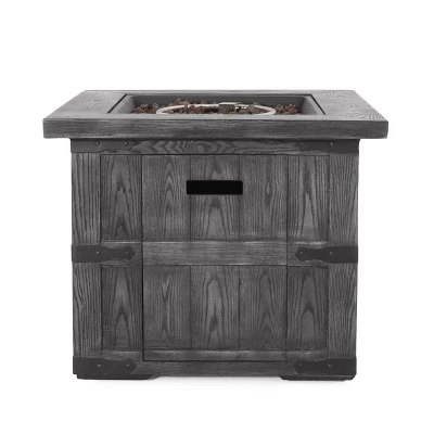 Finethy Outdoor 40000 BTU Light Weight Concrete Square Fire Pit Wood Gray - Christopher Knight Home 10 Finethy Outdoor 40000 BTU Light Weight Concrete Square Fire Pit Wood Gray - Christopher Knight Home - Image 8