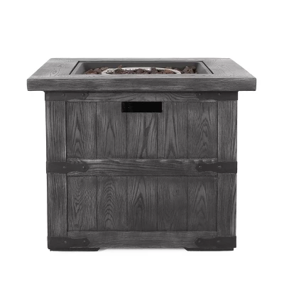 Finethy Outdoor 40000 BTU Light Weight Concrete Square Fire Pit Wood Gray - Christopher Knight Home 7 Finethy Outdoor 40000 BTU Light Weight Concrete Square Fire Pit Wood Gray - Christopher Knight Home - Image 5