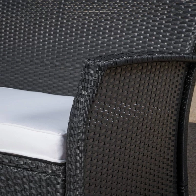 St. Lucia 4pc Wicker Patio Seating Set Black/White - Christopher Knight Home 4 St. Lucia 4pc Wicker Patio Seating Set Black/White - Christopher Knight Home - Image 2