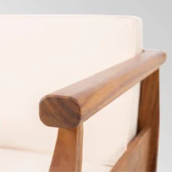 Aston 4pc Acacia Wood Mid-Century Modern Chat Set - Teak/Cream - Christopher Knight Home -Outdoor Furniture Store GUEST 338b8759 7b97 4671 a9a8 582fe57c4aa6