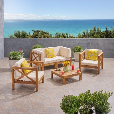 Brava 5pc Acacia Wood Patio Conversation Set - Christopher Knight Home 8 Brava 5pc Acacia Wood Patio Conversation Set - Christopher Knight Home - Image 6