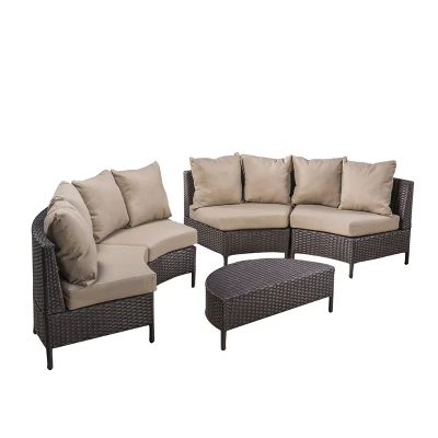 Newton 5pc Wicker Patio Lounge Set- Brown - Christopher Knight Home 6 Newton 5pc Wicker Patio Lounge Set- Brown - Christopher Knight Home - Image 4
