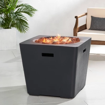 Elisson Outdoor 40000 BTU Light Weight Square Fire Pit Dark Gray - Christopher Knight Home 4 Elisson Outdoor 40000 BTU Light Weight Square Fire Pit Dark Gray - Christopher Knight Home - Image 2