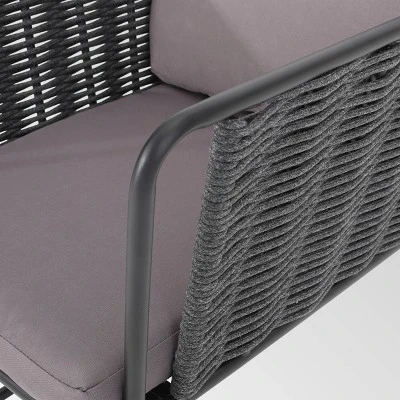 La Jolla Set Of 2 Rope Weave Modern Club Chairs - Dark Gray/Gray - Christopher Knight Home 7 La Jolla Set Of 2 Rope Weave Modern Club Chairs - Dark Gray/Gray - Christopher Knight Home - Image 5