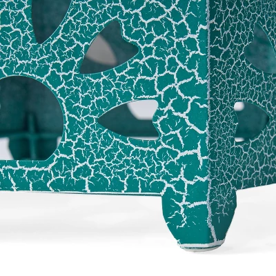 Eliana 12" Sunburst Outdoor Patio Iron Side Table - Crackle Teal - Christopher Knight Home 7 Eliana 12" Sunburst Outdoor Patio Iron Side Table - Crackle Teal - Christopher Knight Home - Image 5