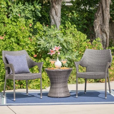 Mirage 3pc Wicker Stacking Chair Chat Set - Christopher Knight Home 6 Mirage 3pc Wicker Stacking Chair Chat Set - Christopher Knight Home - Image 4