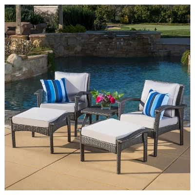 Honolulu 5pc Wicker Patio Seating Set With Cushions - Gray - Christopher Knight Home 4 Honolulu 5pc Wicker Patio Seating Set With Cushions - Gray - Christopher Knight Home - Image 2