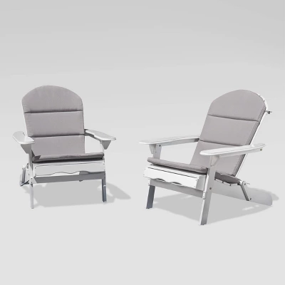 Malibu 2pk Acacia Wood Adirondack Chairs - White/Gray - Christopher Knight Home 3 Malibu 2pk Acacia Wood Adirondack Chairs - White/Gray - Christopher Knight Home