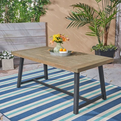 Raphael Rectangle Acacia Wood Dining Table - Gray - Christopher Knight Home 3 Raphael Rectangle Acacia Wood Dining Table - Gray - Christopher Knight Home