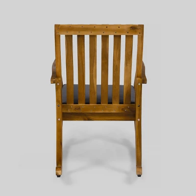 Colmena Acacia Patio Wood Rustic Rocking Chair - Christopher Knight Home 4 Colmena Acacia Patio Wood Rustic Rocking Chair - Christopher Knight Home - Image 2