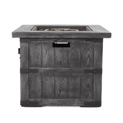 Finethy Outdoor 40000 BTU Light Weight Concrete Square Fire Pit Wood Gray - Christopher Knight Home 8 Finethy Outdoor 40000 BTU Light Weight Concrete Square Fire Pit Wood Gray - Christopher Knight Home - Image 6