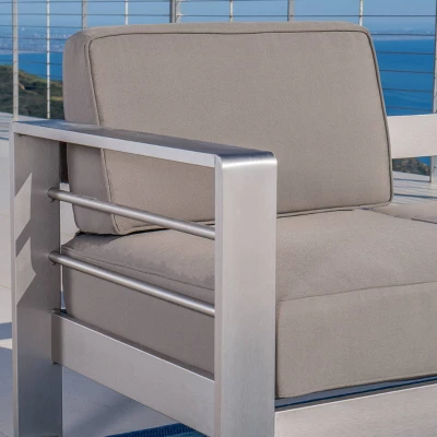 Cape Coral 2pk Aluminum Patio Club Chair - Khaki - Christopher Knight Home 4 Cape Coral 2pk Aluminum Patio Club Chair - Khaki - Christopher Knight Home - Image 2