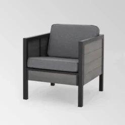 Jax Set Of 2 Faux Wood Club Chairs - Gray/Black - Christopher Knight Home -Outdoor Furniture Store GUEST 3bfaf0b6 e0f3 4102 9254 63102f27a99f