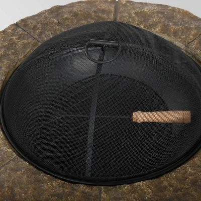 Clarendon 5pc Acacia Wood Club Chairs And Fire Pit Set - Teak/White/Natural Stone - Christopher Knight Home 7 Clarendon 5pc Acacia Wood Club Chairs And Fire Pit Set - Teak/White/Natural Stone - Christopher Knight Home - Image 5