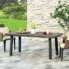 Pointe Outdoor Modern Industrial Aluminum Rectangle Dining Table - Gray/Matte Black - Christopher Knight Home