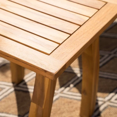 Cayo 3pc Acacia Wood Outdoor Patio Rocking Chair Chat Set - Natural/Cream - Christopher Knight Home 5 Cayo 3pc Acacia Wood Outdoor Patio Rocking Chair Chat Set - Natural/Cream - Christopher Knight Home - Image 3