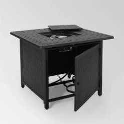Aspen Outdoor Square Aluminum Fire Pit - Matte Black - Christopher Knight Home -Outdoor Furniture Store GUEST 3f001957 6657 4a2f 8d3e 7b0f4571ad0d