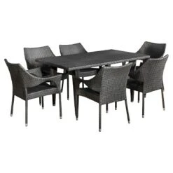 Cliff 7pc Wicker Patio Dining Set - Gray - Christopher Knight Home