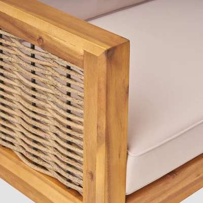 Linwood 3pc Wood And Wicker Sectional Sofa Set - Christopher Knight Home 5 Linwood 3pc Wood And Wicker Sectional Sofa Set - Christopher Knight Home - Image 3