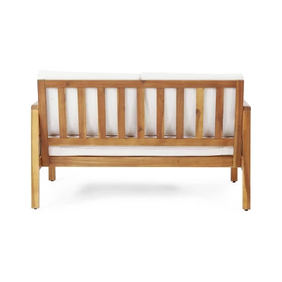 4pk Oana Outdoor Acacia Wood Chat Set With Cushions Teak/Beige - Christopher Knight Home 4 4pk Oana Outdoor Acacia Wood Chat Set With Cushions Teak/Beige - Christopher Knight Home - Image 2