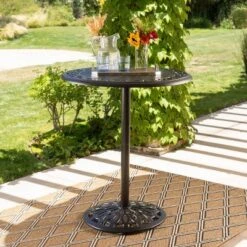 Hannah Round Cast Aluminum Bar Table - Shiny Copper - Christopher Knight Home