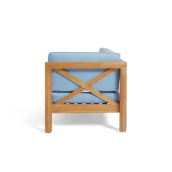 2pc Brava Outdoor Acacia Wood Right Arm Loveseat & Coffee Table With Cushion Teak/Blue - Christopher Knight Home 14 2pc Brava Outdoor Acacia Wood Right Arm Loveseat & Coffee Table With Cushion Teak/Blue - Christopher Knight Home -Outdoor Furniture Store GUEST 4223d632 4b80 4b78 b7a2 646893c0be6e