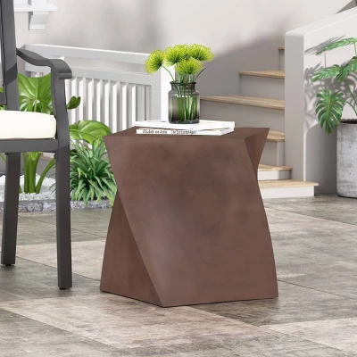 Abney Outdoor Light Weight Concrete Square Side Table Brown - Christopher Knight Home 4 Abney Outdoor Light Weight Concrete Square Side Table Brown - Christopher Knight Home - Image 2