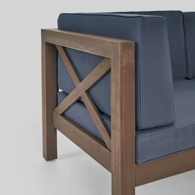 8pc Brava Acacia Sectional Patio Sofa Set -Gray Christopher Knight Home 4 8pc Brava Acacia Sectional Patio Sofa Set -Gray Christopher Knight Home - Image 2