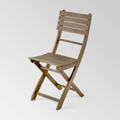 Westmount 3pc Half-Round Folding Acacia Wood Bistro Set - Gray - Christopher Knight Home 4 Westmount 3pc Half-Round Folding Acacia Wood Bistro Set - Gray - Christopher Knight Home - Image 2