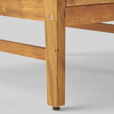 Illona 7pc Acacia Wood V-Shaped Sofa & Square Fire Table Set Teak/Crme/Light Gray- Christopher Knight Home 6 Illona 7pc Acacia Wood V-Shaped Sofa & Square Fire Table Set Teak/Crme/Light Gray- Christopher Knight Home - Image 4