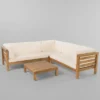 Oana 4pc Acacia Wood Patio Sectional Chat Set W/ Cushions - Christopher Knight Home -Outdoor Furniture Store GUEST 44563c12 932f 4842 9e07 39472f86d847