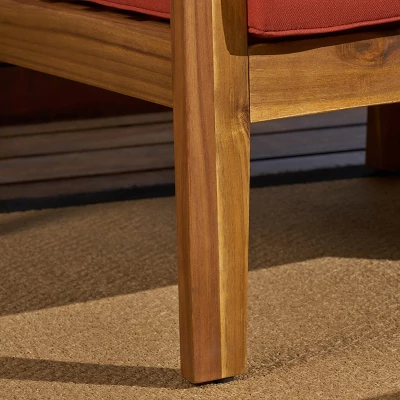 Grenada 5pc Acacia Sectional Sofa Set - Teak/Red - Christopher Knight Home 6 Grenada 5pc Acacia Sectional Sofa Set - Teak/Red - Christopher Knight Home - Image 4