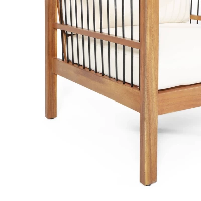 4pk Oana Outdoor Acacia Wood Chat Set With Cushions Teak/Beige - Christopher Knight Home 5 4pk Oana Outdoor Acacia Wood Chat Set With Cushions Teak/Beige - Christopher Knight Home - Image 3