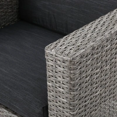 Puerta 8pc Wicker Chat Set - Black/Gray - Christopher Knight Home 4 Puerta 8pc Wicker Chat Set - Black/Gray - Christopher Knight Home - Image 2