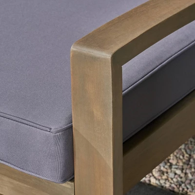 Grenada 2pc Acacia Wood Patio Chat Set - Gray/Dark Gray - Christopher Knight Home 5 Grenada 2pc Acacia Wood Patio Chat Set - Gray/Dark Gray - Christopher Knight Home - Image 3