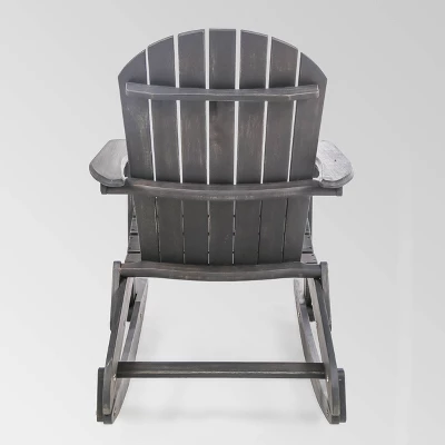 Malibu Acacia Wood Adirondack Rocking Chair Dark Gray - Christopher Knight Home 4 Malibu Acacia Wood Adirondack Rocking Chair Dark Gray - Christopher Knight Home - Image 2
